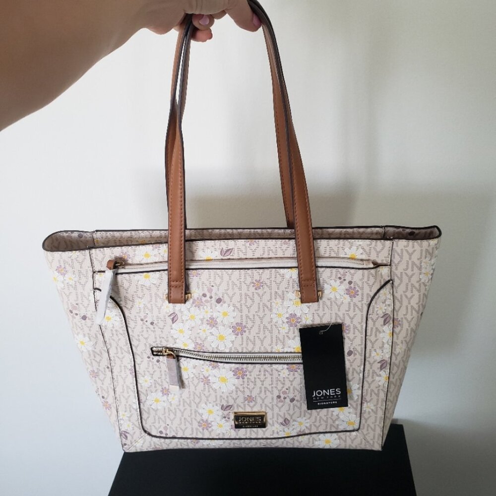 Jones New York JNY Signature Henrietta Flowers Floral Tote Bag NEW